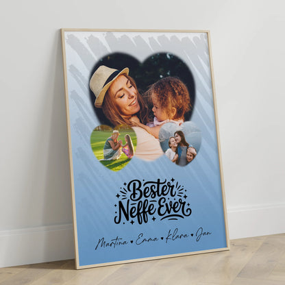 Karten Poster Personalisiert mit 3 Herz Fotos Bester Neffe Ever Geschenk