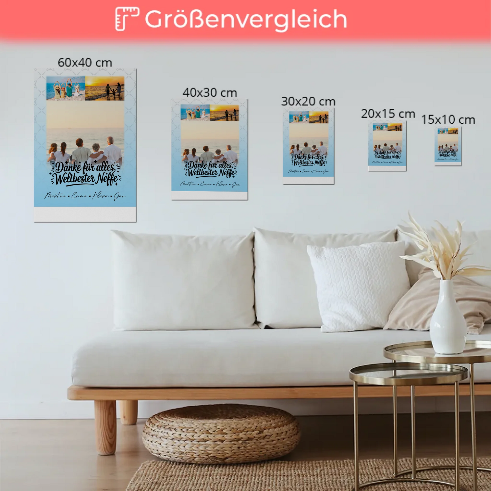 Personalisierte Fotoboard Magnet Wandbild mit 3 Fotos für die beste Nichte danke für alles 6