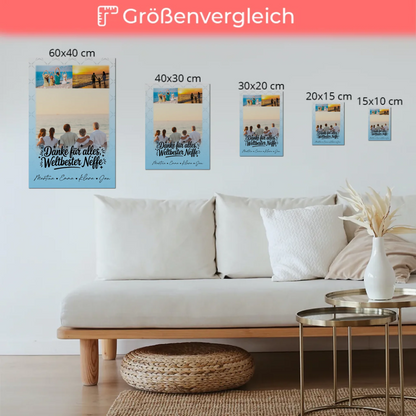 Personalisierte Fotoboard Magnet Wandbild mit 3 Fotos für die beste Nichte danke für alles