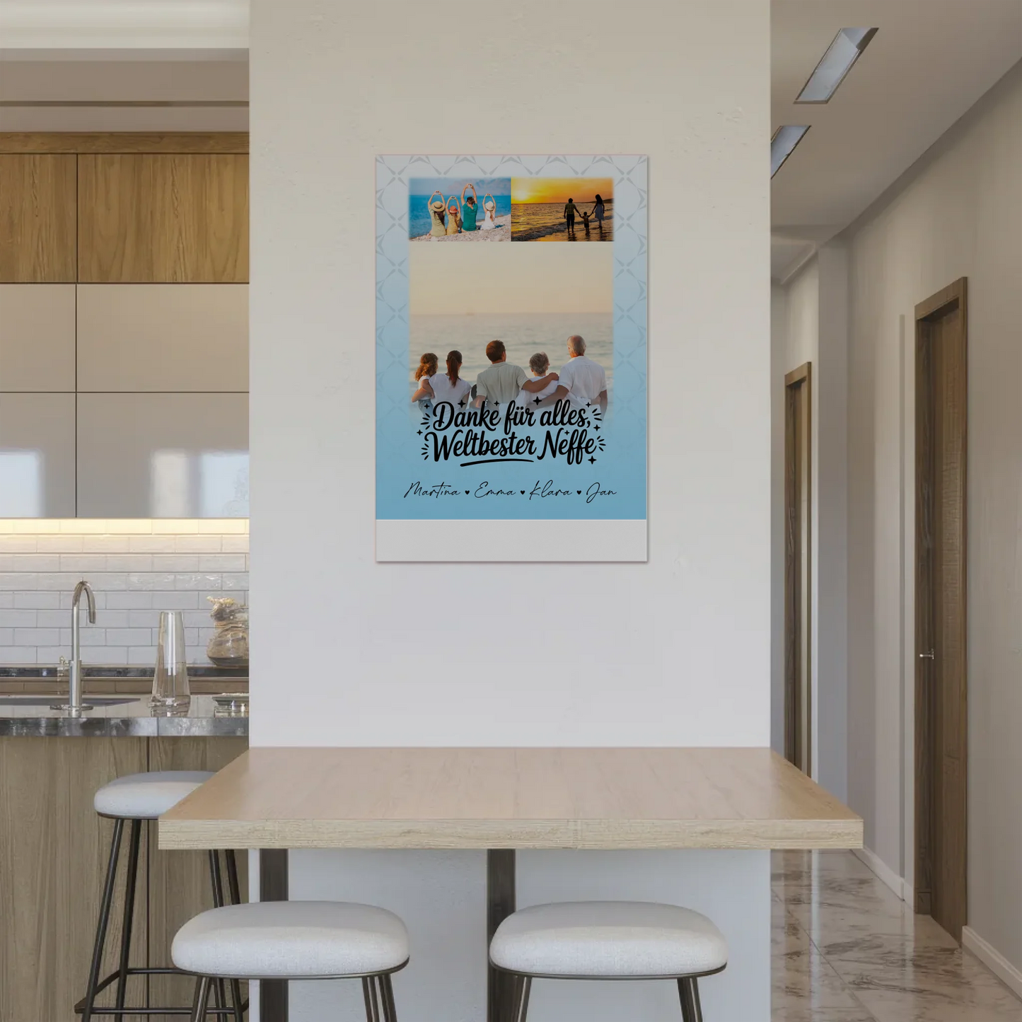 Personalisierte Fotoboard Magnet Wandbild mit 3 Fotos für die beste Nichte danke für alles