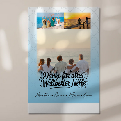 Personalisierte Fotoboard Magnet Wandbild mit 3 Fotos für die beste Nichte danke für alles 1