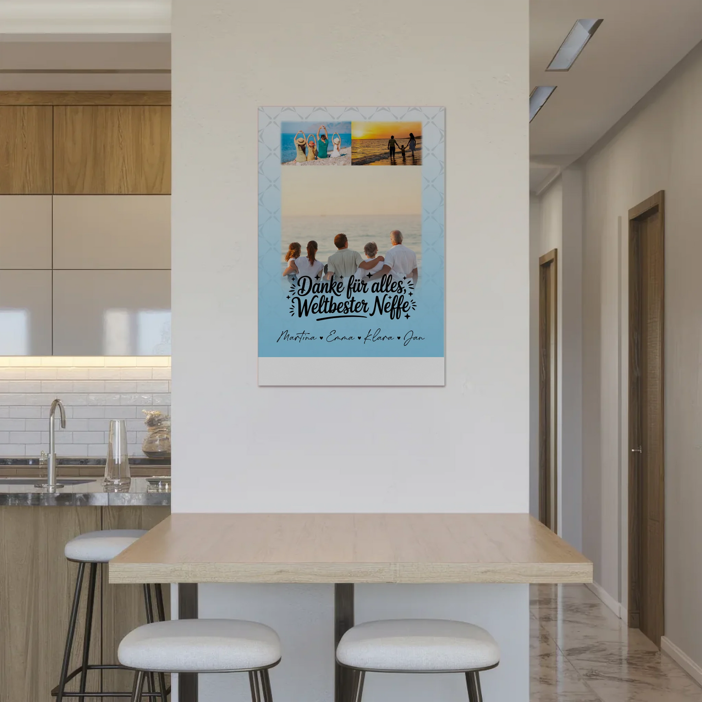 Personalisierte Fotoboard Magnet Wandbild mit 3 Fotos für die beste Nichte danke für alles