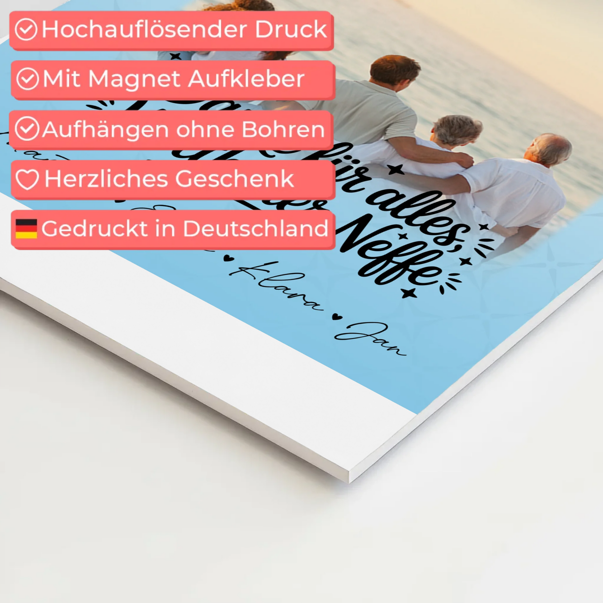 Personalisierte Fotoboard Magnet Wandbild mit 3 Fotos für die beste Nichte danke für alles 4