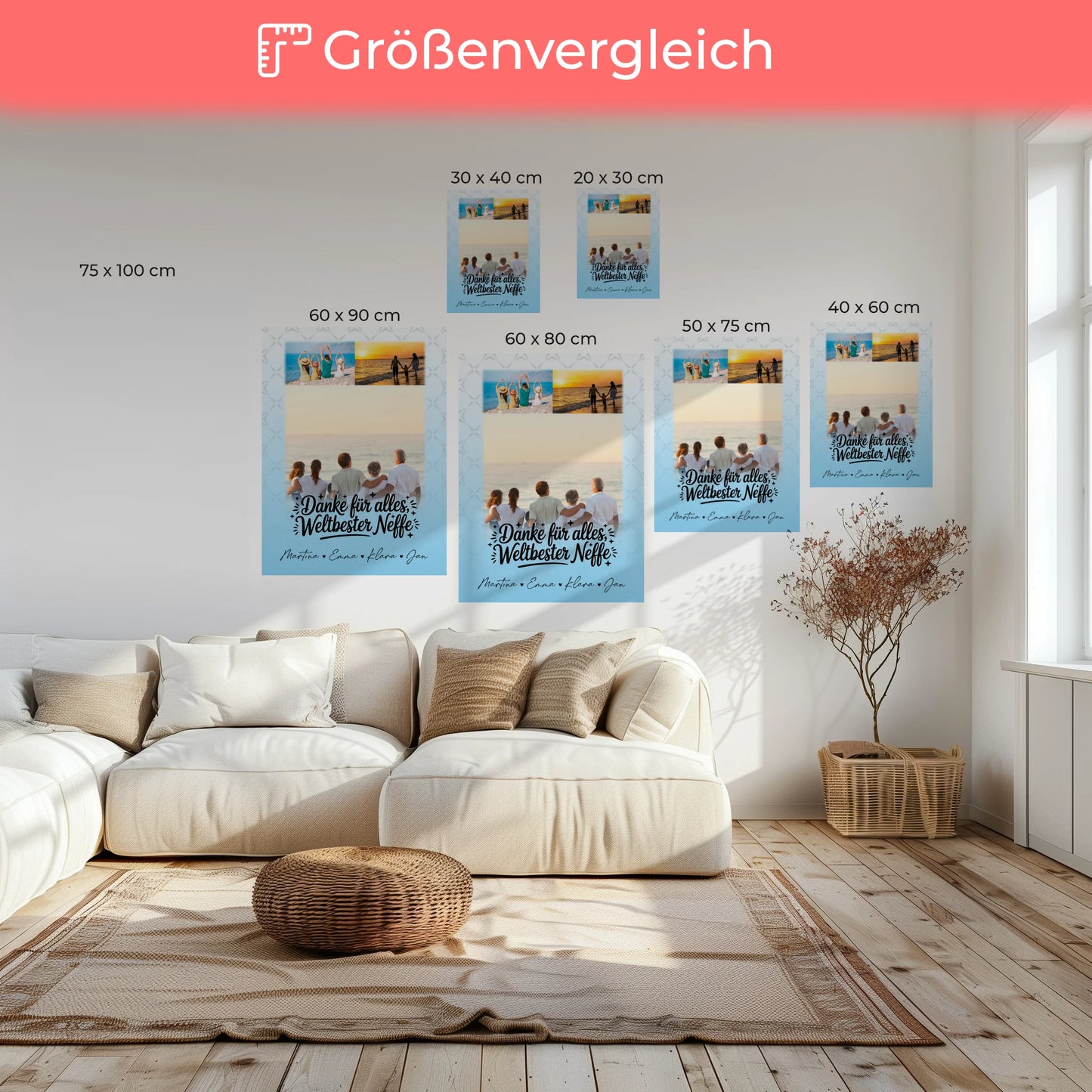 Wandbild Fotocollage mit 3 Fotos Beste Nichte Danke für alles 6