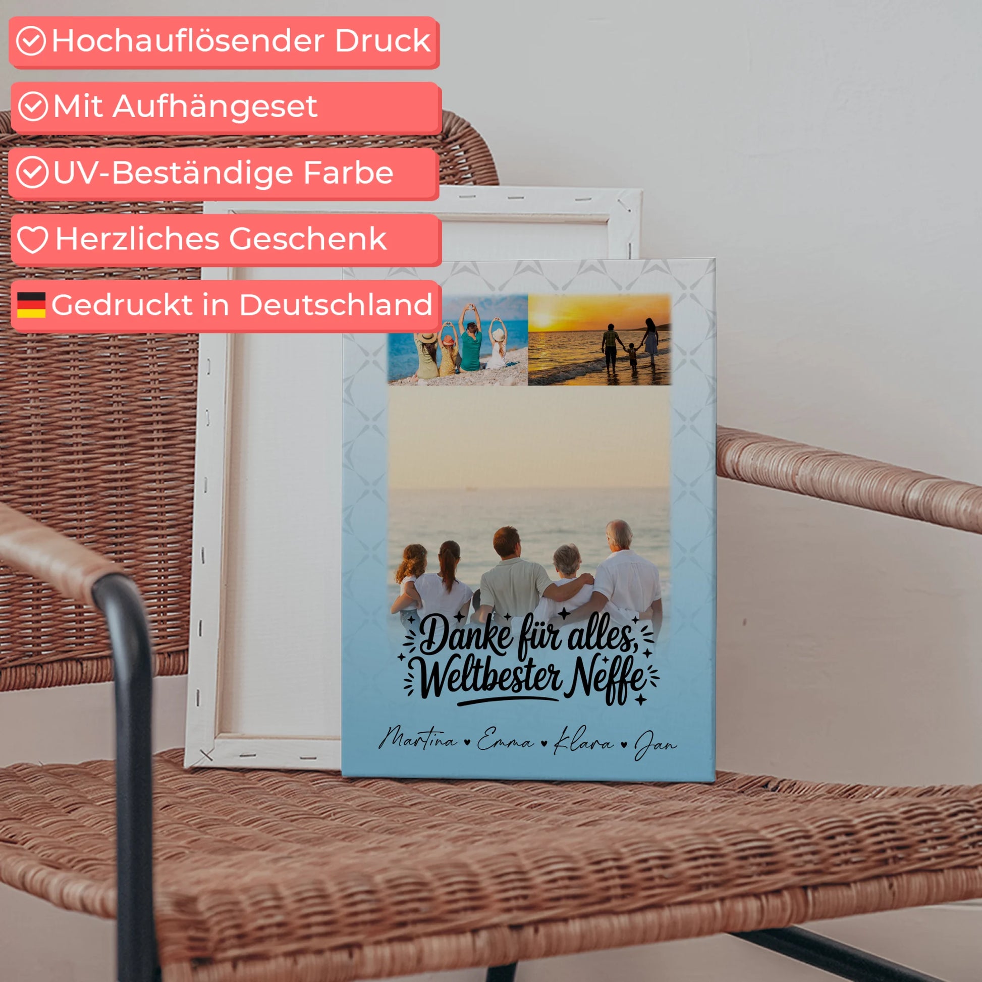 Wandbild Fotocollage mit 3 Fotos Beste Nichte Danke für alles 5