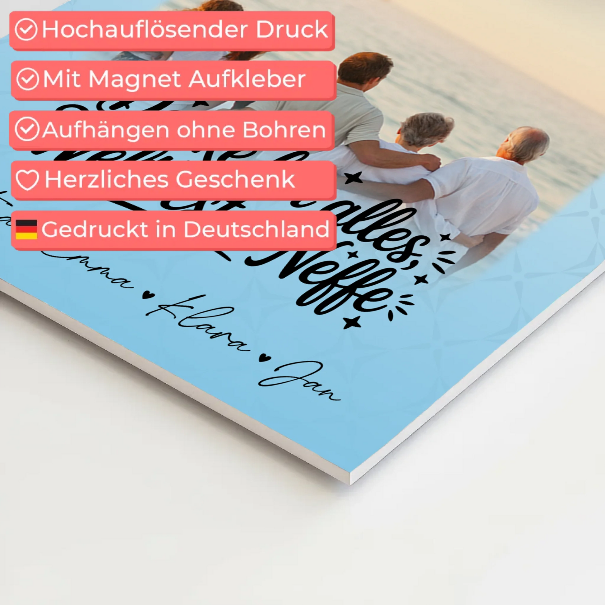 Personalisierte Fotoboard Magnet Wandbild mit 3 Fotos für die beste Nichte danke für alles 10