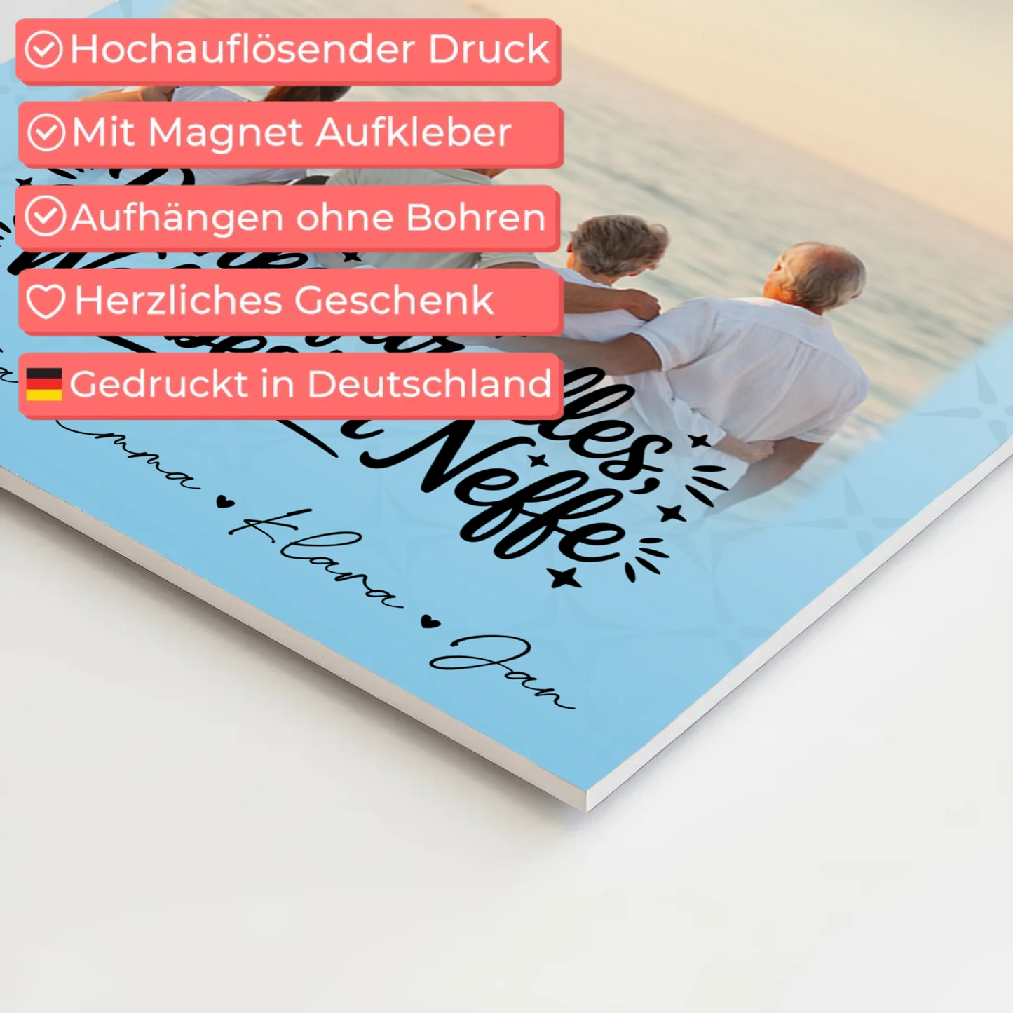 Personalisierte Fotoboard Magnet Wandbild mit 3 Fotos für die beste Nichte danke für alles