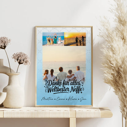 Personalisiertes Poster mit 3 Fotos Beste Nichte Danke für Alles