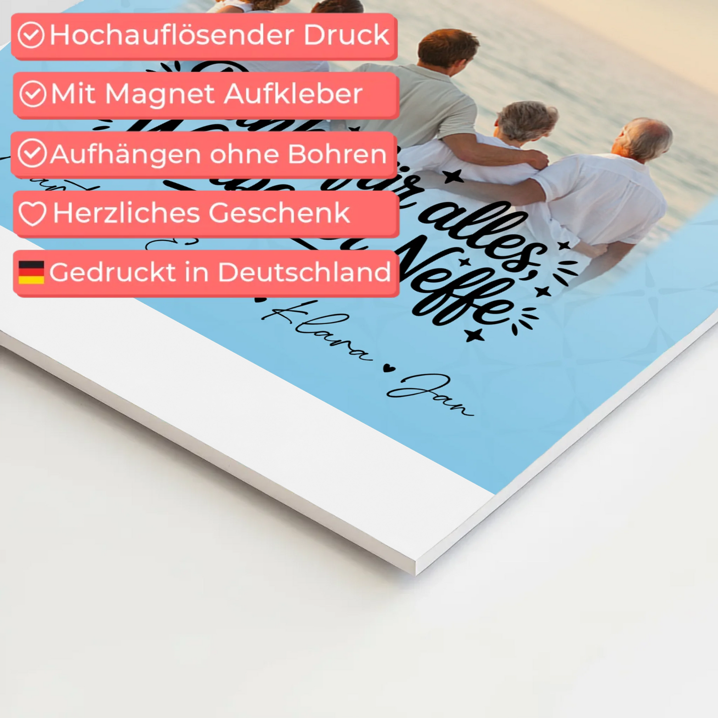 Personalisierte Fotoboard Magnet Wandbild mit 3 Fotos für die beste Nichte danke für alles