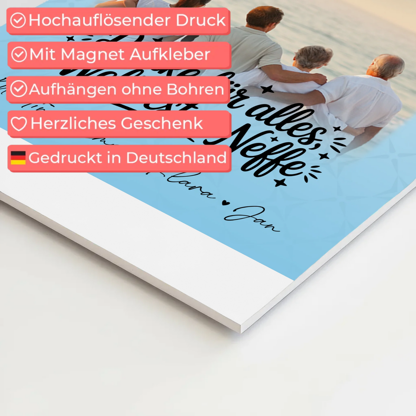 Personalisierte Fotoboard Magnet Wandbild mit 3 Fotos für die beste Nichte danke für alles