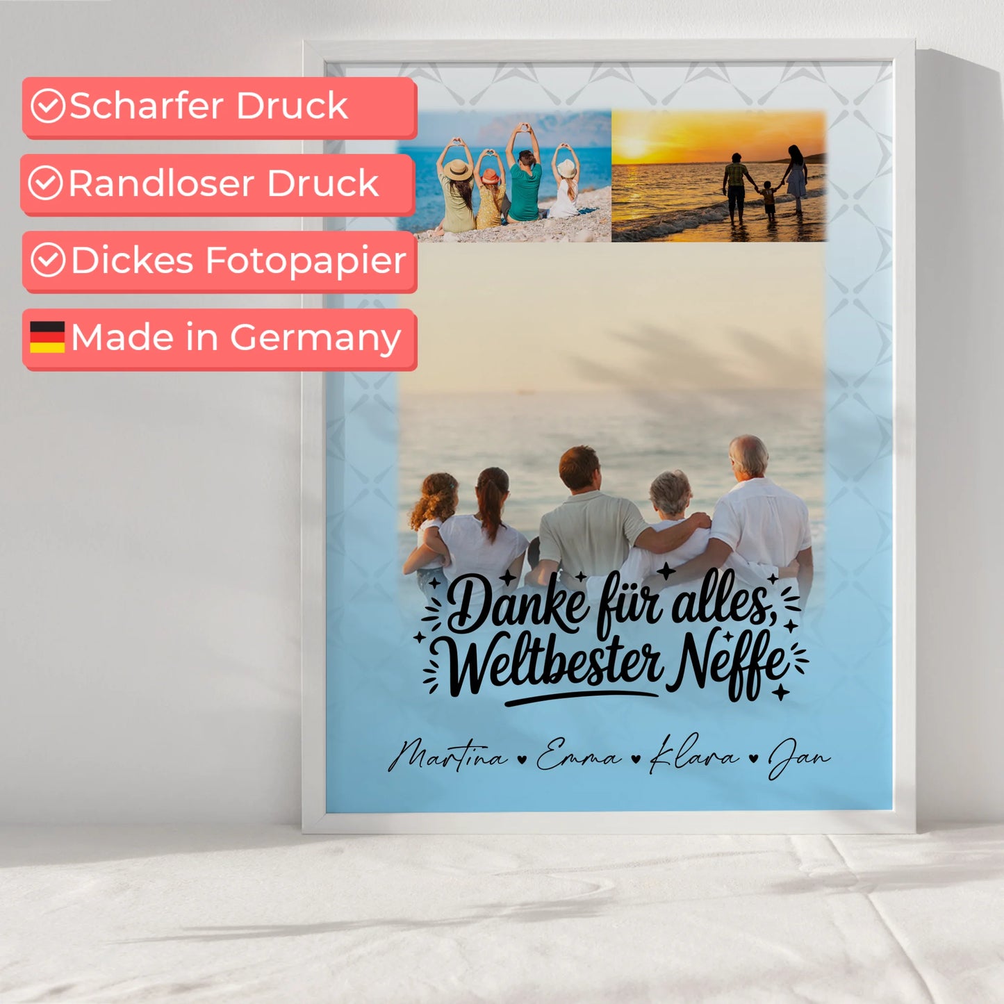 Personalisiertes Poster mit 3 Fotos Beste Nichte Danke für Alles