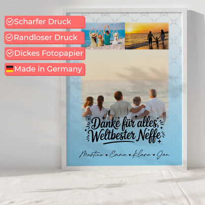 Personalisiertes Poster mit 3 Fotos Beste Nichte Danke für Alles