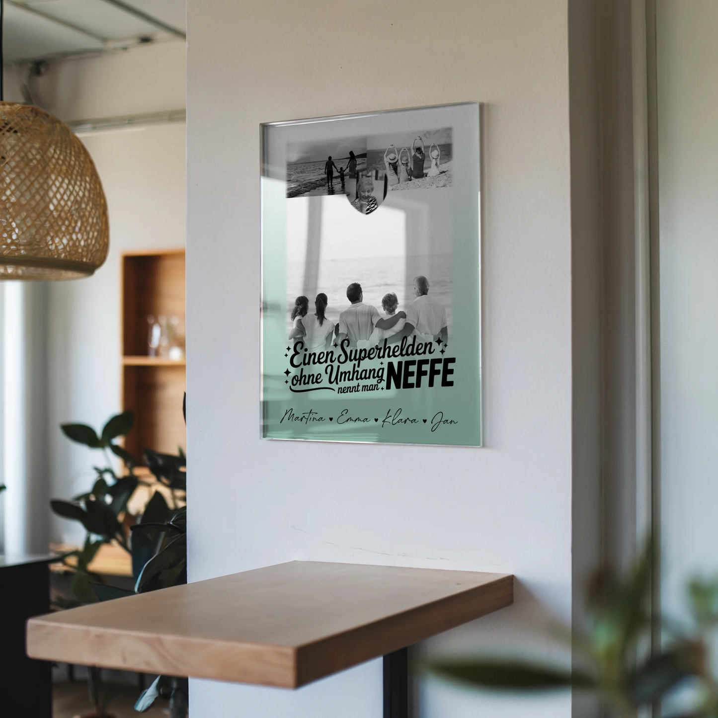 Acrylglas Mit Foto 3 Fotos und 1 Herz Foto Bruder ist mein Held Schwarz-Weiß Personalisiertes Geschenk