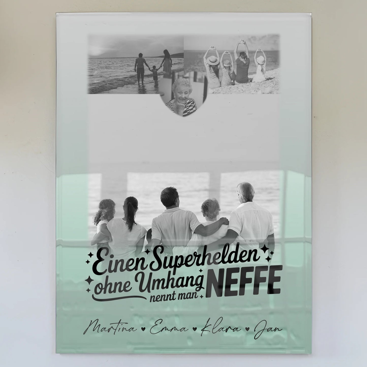 Acrylglas Mit Foto 3 Fotos und 1 Herz Foto Bruder ist mein Held Schwarz-Weiß Personalisiertes Geschenk