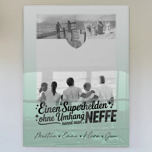 Acrylglas Mit Foto 3 Fotos und 1 Herz Foto Bruder ist mein Held Schwarz-Weiß Personalisiertes Geschenk