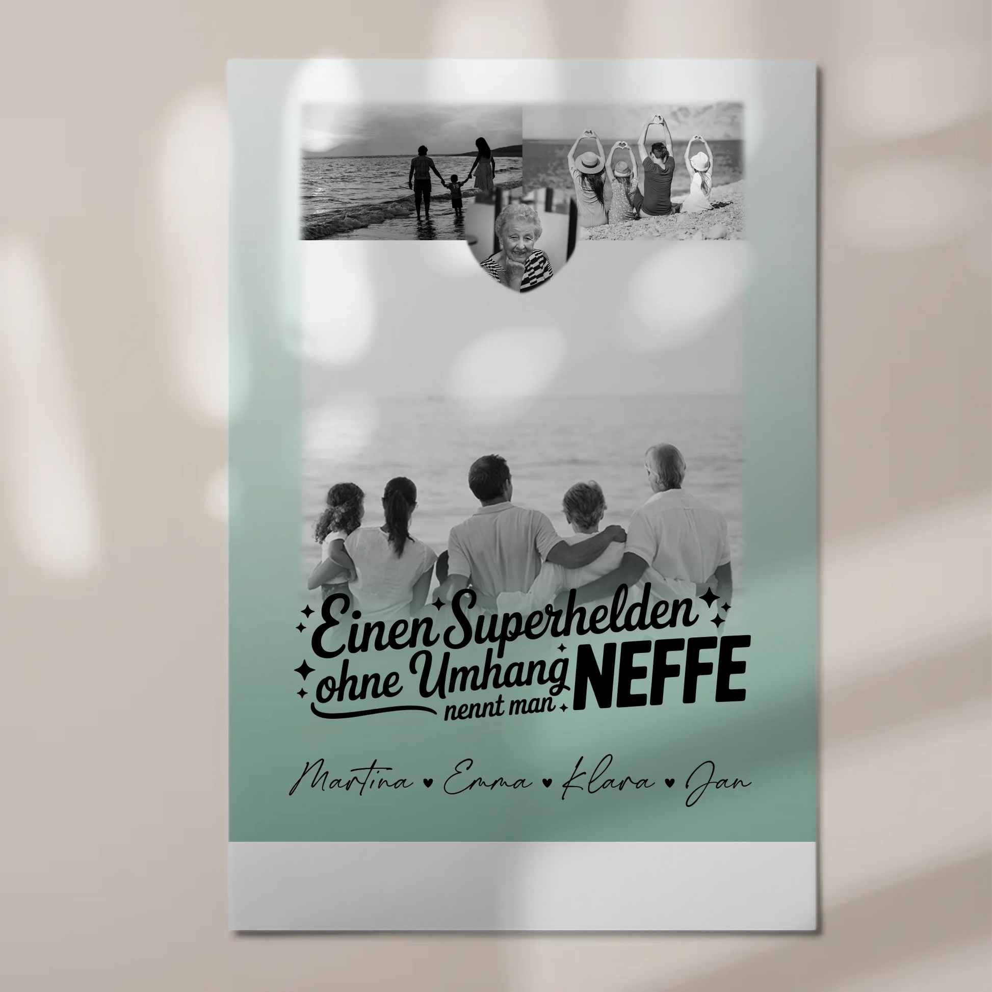 Personalisierbares Fotoboard Poster Magnetisch mit 3 Fotos und Herz Foto Bruder ist mein Held Schwarz-Weiß 1