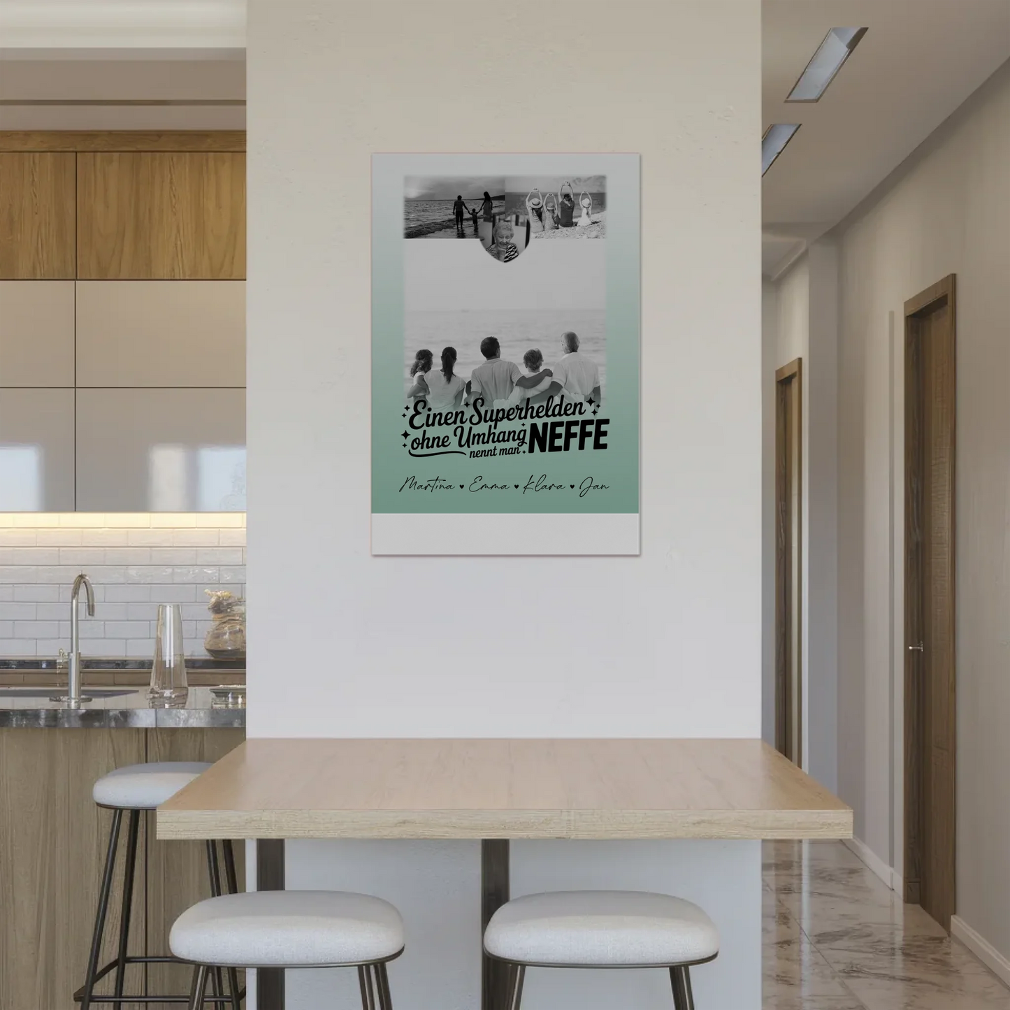 Personalisierbares Fotoboard Poster Magnetisch mit 3 Fotos und Herz Foto Bruder ist mein Held Schwarz-Weiß