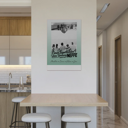 Personalisierbares Fotoboard Poster Magnetisch mit 3 Fotos und Herz Foto Bruder ist mein Held Schwarz-Weiß