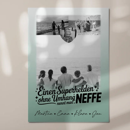 Personalisierbares Fotoboard Poster Magnetisch mit 3 Fotos und Herz Foto Bruder ist mein Held Schwarz-Weiß 7