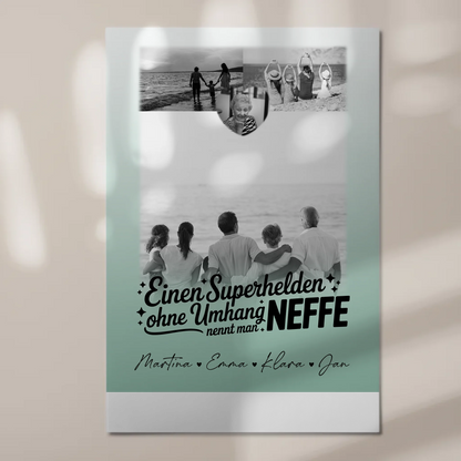 Personalisierbares Fotoboard Poster Magnetisch mit 3 Fotos und Herz Foto Bruder ist mein Held Schwarz-Weiß