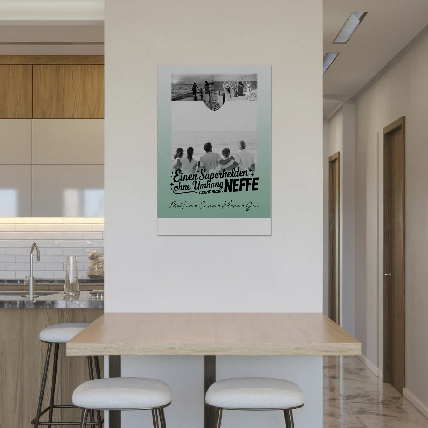 Personalisierbares Fotoboard Poster Magnetisch mit 3 Fotos und Herz Foto Bruder ist mein Held Schwarz-Weiß