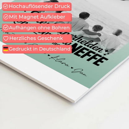 Personalisierbares Fotoboard Poster Magnetisch mit 3 Fotos und Herz Foto Bruder ist mein Held Schwarz-Weiß 4