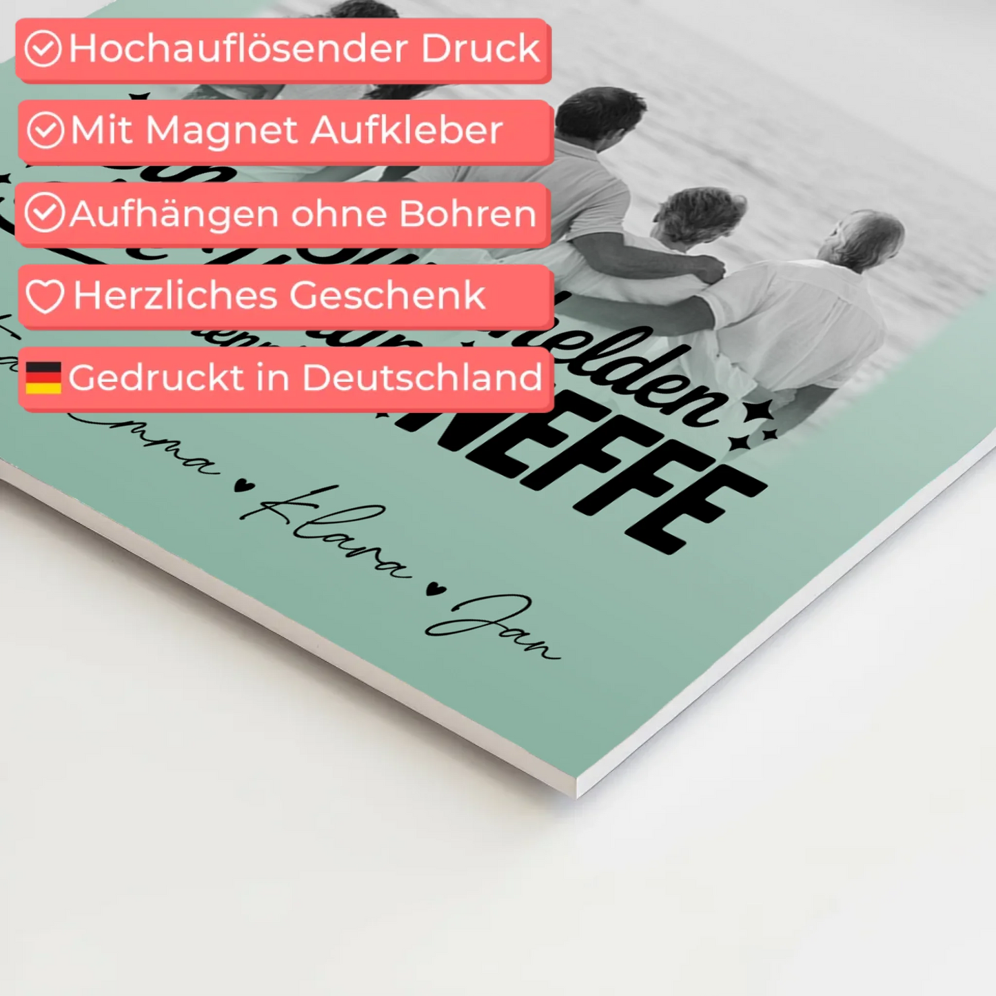 Personalisierbares Fotoboard Poster Magnetisch mit 3 Fotos und Herz Foto Bruder ist mein Held Schwarz-Weiß 10