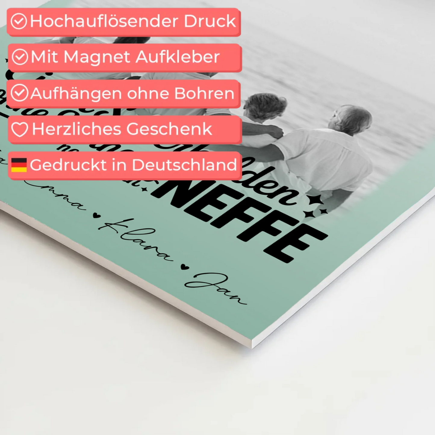 Personalisierbares Fotoboard Poster Magnetisch mit 3 Fotos und Herz Foto Bruder ist mein Held Schwarz-Weiß