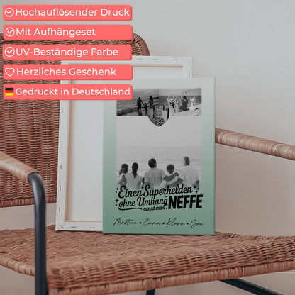 Personalisiertes Leinwand Bild mit 3 Fotos und Herz Foto Bruder ist mein Held Schwarz-Weiß 5