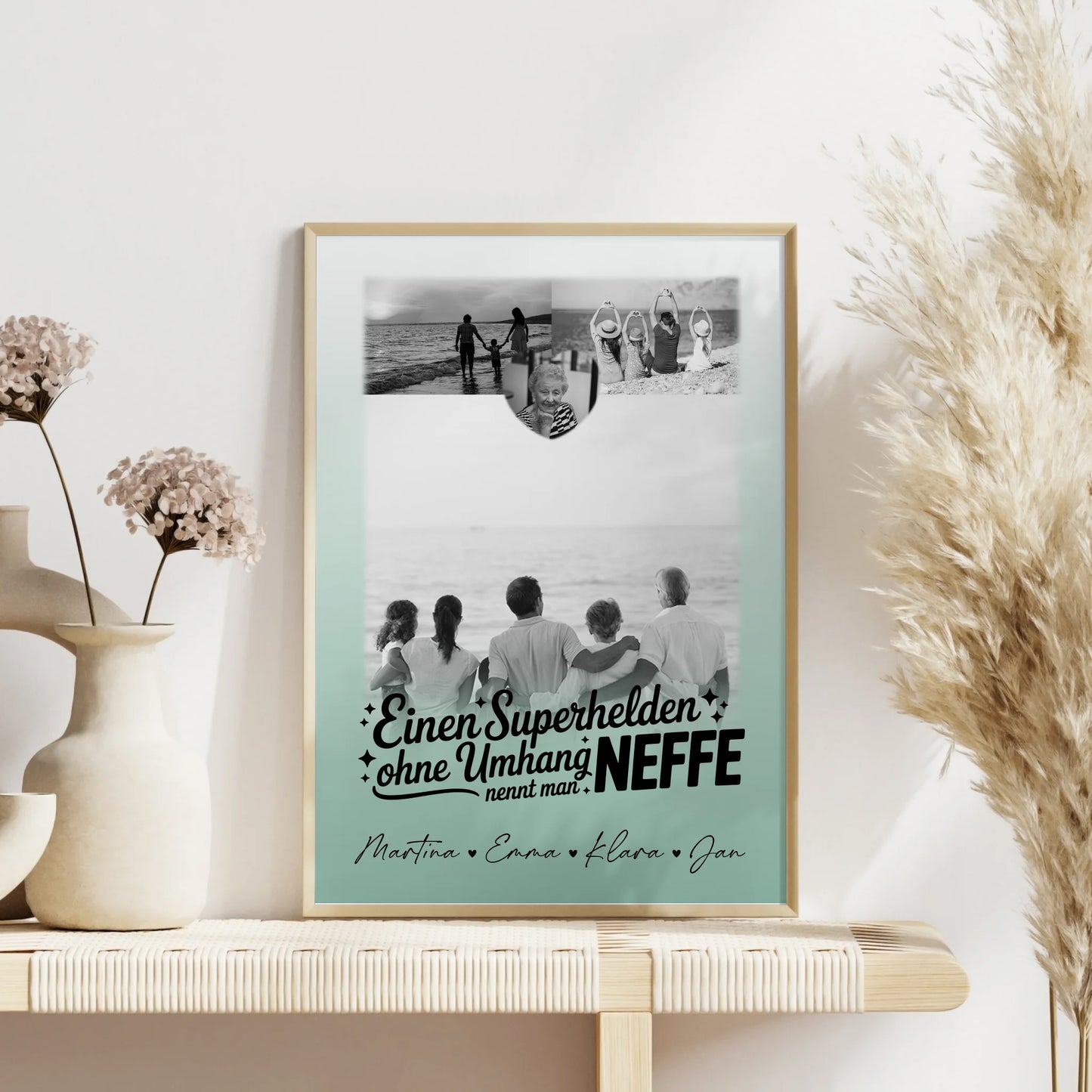 Foto Collage Poster Erstellen mit 3 Fotos und Herz Motiv Bruder ist mein Held Schwarz-Weiß