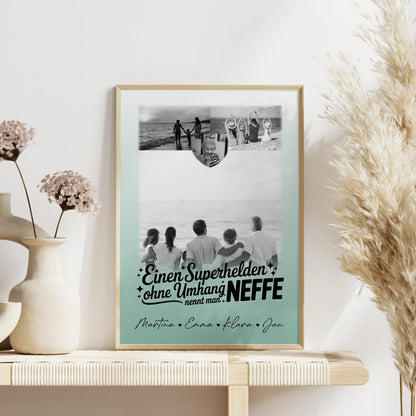 Foto Collage Poster Erstellen mit 3 Fotos und Herz Motiv Bruder ist mein Held Schwarz-Weiß