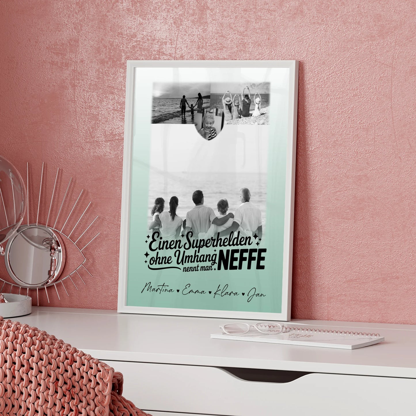 Foto Collage Poster Erstellen mit 3 Fotos und Herz Motiv Bruder ist mein Held Schwarz-Weiß