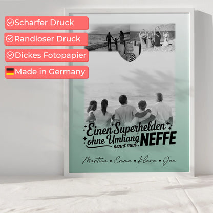 Foto Collage Poster Erstellen mit 3 Fotos und Herz Motiv Bruder ist mein Held Schwarz-Weiß