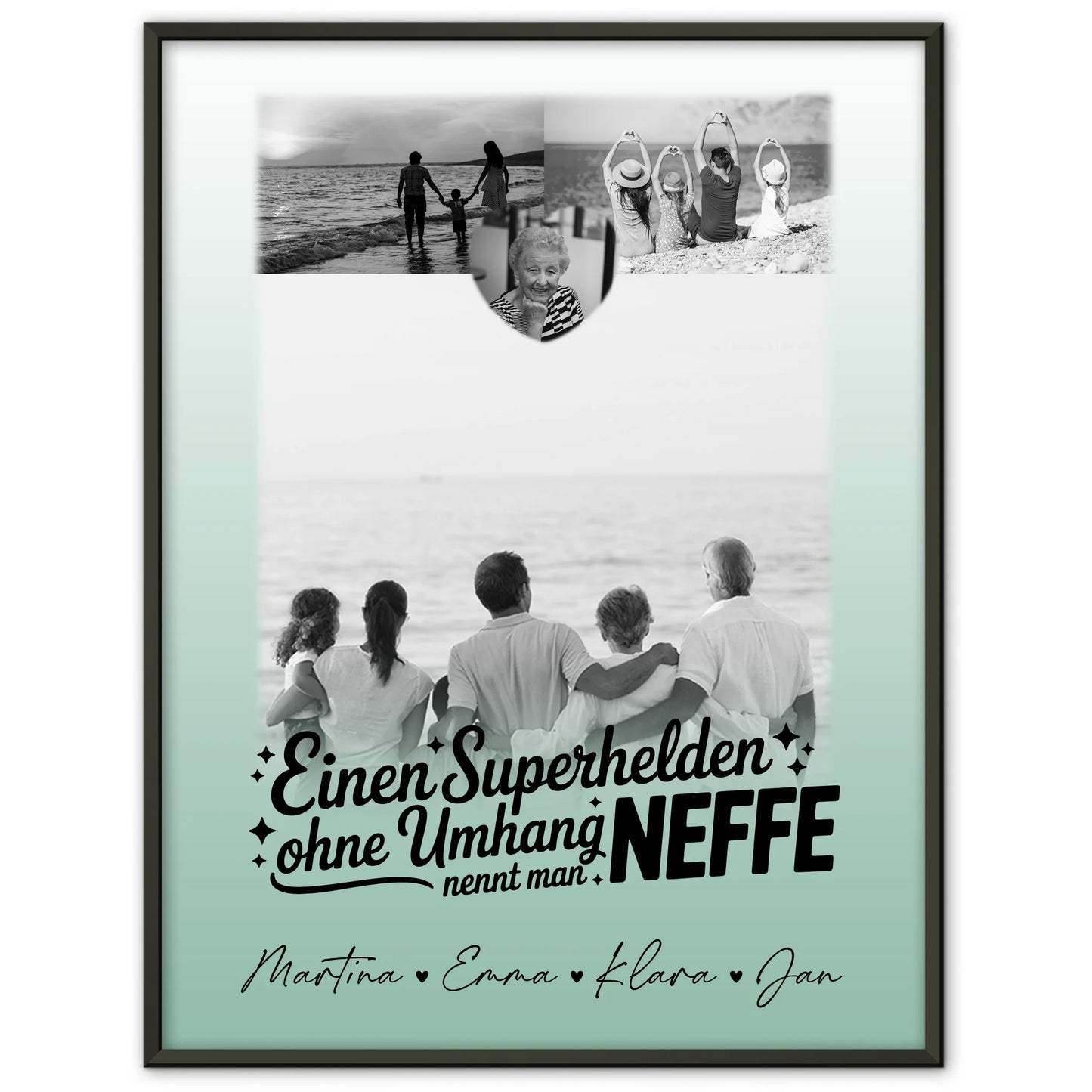 Foto Collage Poster Erstellen mit 3 Fotos und Herz Motiv Bruder ist mein Held Schwarz-Weiß