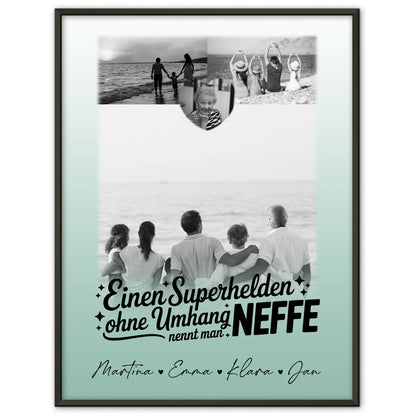 Foto Collage Poster Erstellen mit 3 Fotos und Herz Motiv Bruder ist mein Held Schwarz-Weiß
