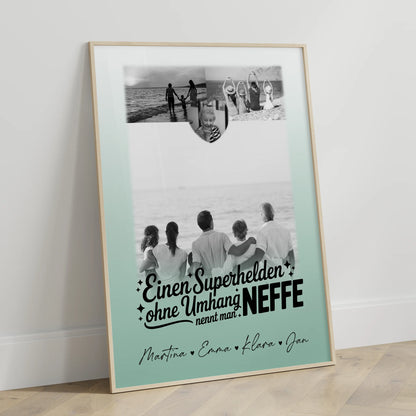 Foto Collage Poster Erstellen mit 3 Fotos und Herz Motiv Bruder ist mein Held Schwarz-Weiß