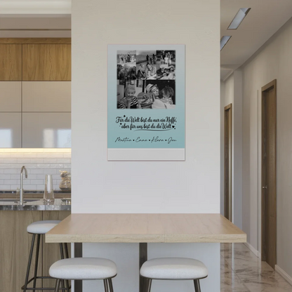 Personalisierte Fotoboard Magnet Poster mit 8 Fotos und Herz Foto Du bist für mich die Welt Schwarz-Weiß 2