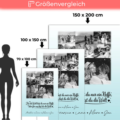 Personalisierte Decke Mit Namen 8 Fotos und 1 Herz Foto Du bist für mich die Welt Schwarz-Weiß 5