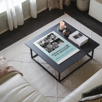 Personalisierte Fotoboard Magnet Poster mit 8 Fotos und Herz Foto Du bist für mich die Welt Schwarz-Weiß 3