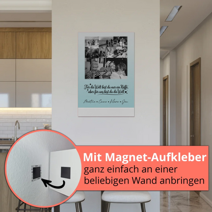 Personalisierte Fotoboard Magnet Poster mit 8 Fotos und Herz Foto Du bist für mich die Welt Schwarz-Weiß 5