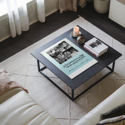 Personalisierte Fotoboard Magnet Poster mit 8 Fotos und Herz Foto Du bist für mich die Welt Schwarz-Weiß