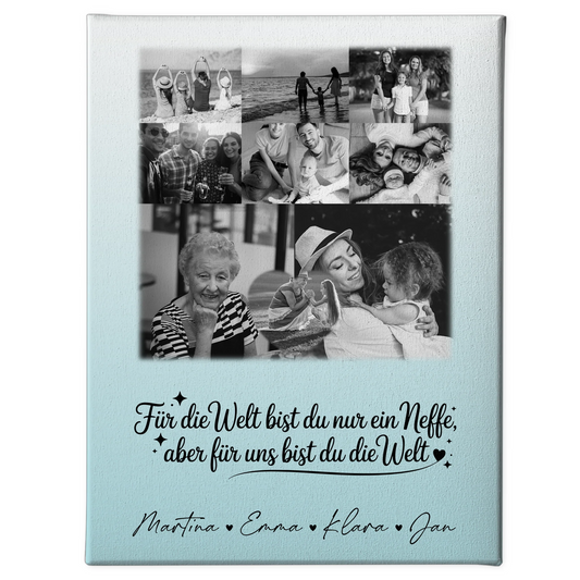 Personalisierte Wandbild Fotocollage mit 8 Fotos und Herz Motiv Du bist für mich die Welt Schwarz-Weiß Geschenkidee 1