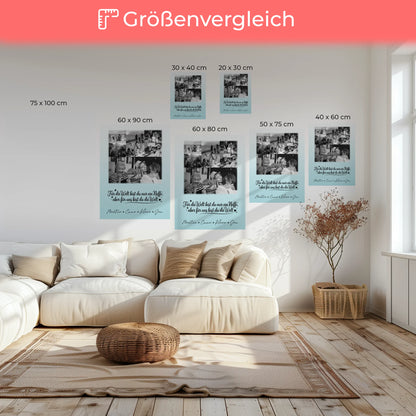 Personalisierte Wandbild Fotocollage mit 8 Fotos und Herz Motiv Du bist für mich die Welt Schwarz-Weiß Geschenkidee 6