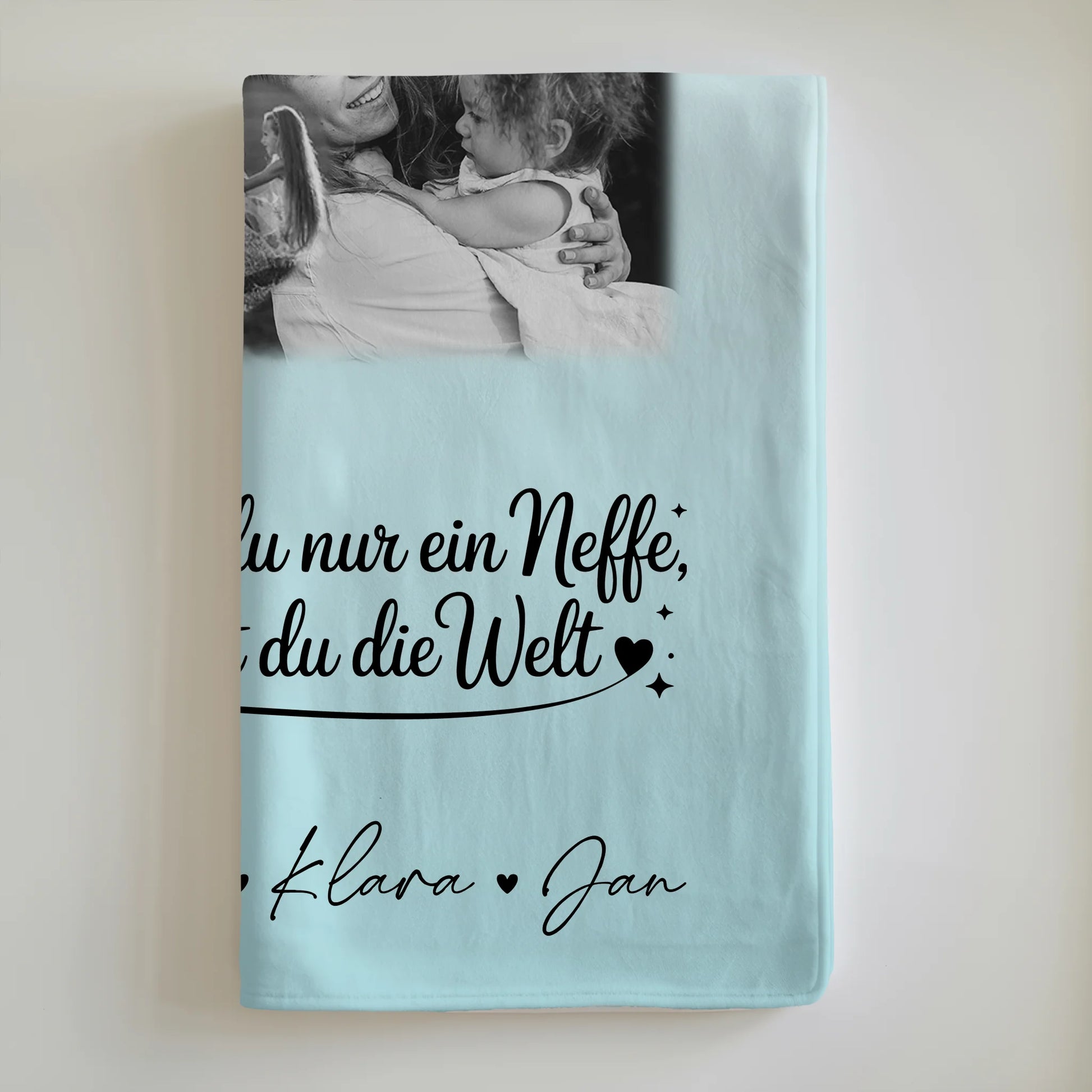 Personalisierte Decke Mit Namen 8 Fotos und 1 Herz Foto Du bist für mich die Welt Schwarz-Weiß 6
