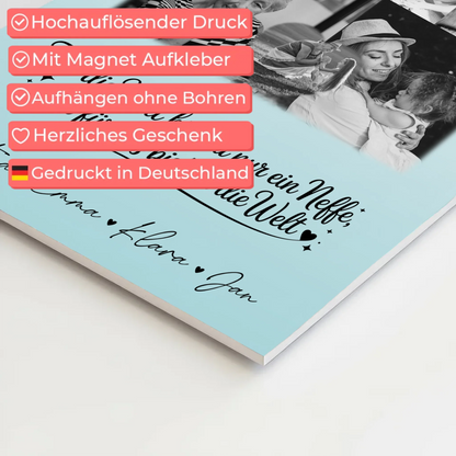 Personalisierte Fotoboard Magnet Poster mit 8 Fotos und Herz Foto Du bist für mich die Welt Schwarz-Weiß 10