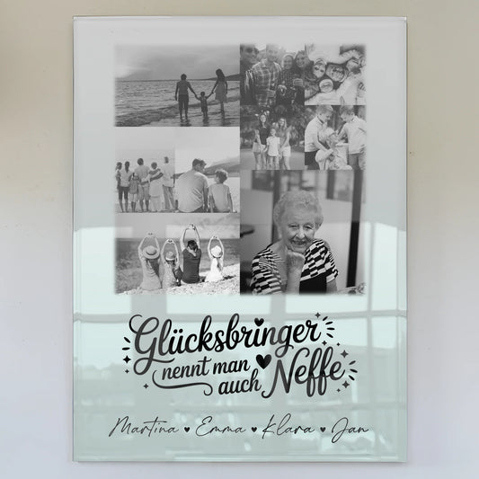 Personalisierte Foto Mit Acrylglas mit 9 Fotos Glücksbringer nennt man auch Bruder Schwarz-Weiß