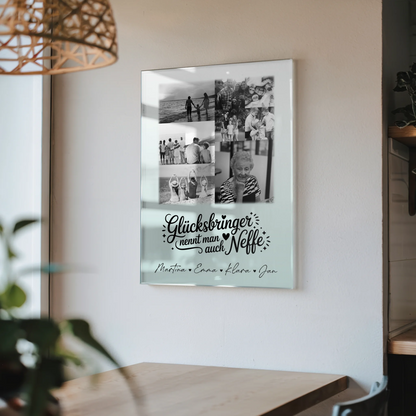 Personalisierte Foto Mit Acrylglas mit 9 Fotos Glücksbringer nennt man auch Bruder Schwarz-Weiß