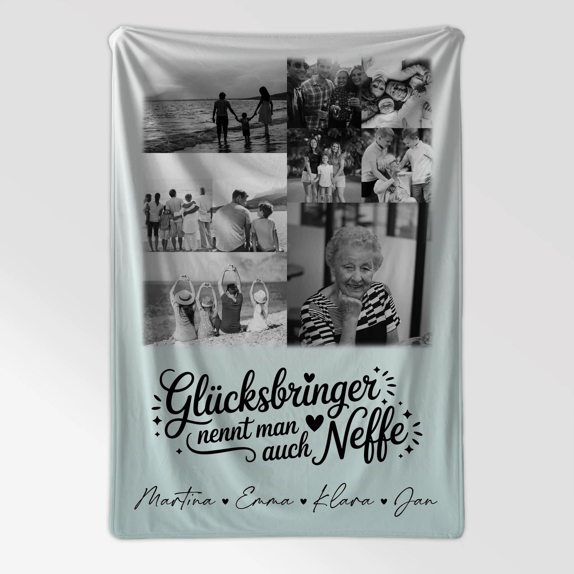 Personalisierte Kuscheldecke Mit Namen 9 Fotos Glücksbringer Bruder Schwarz-Weiß 7