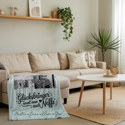 Personalisierte Kuscheldecke Mit Namen 9 Fotos Glücksbringer Bruder Schwarz-Weiß 4