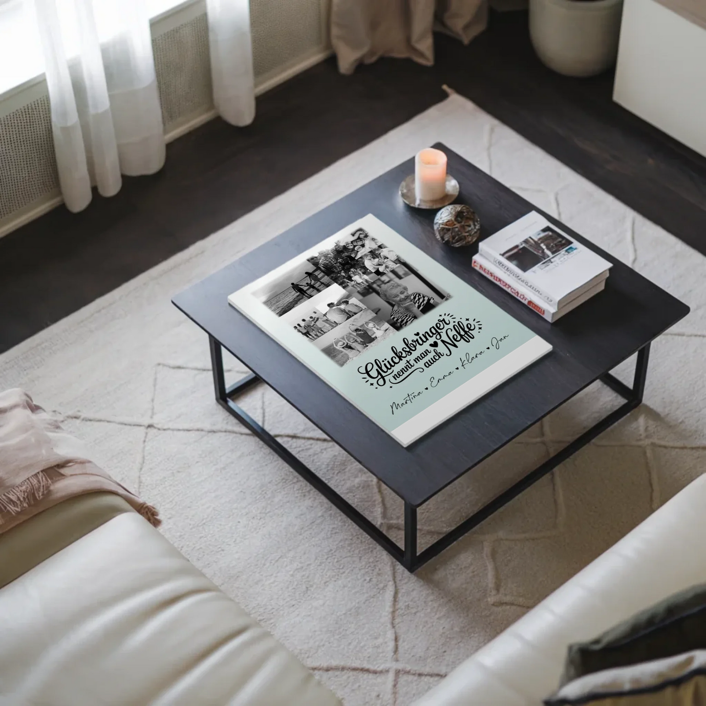 Personalisierbares Fotoboard Poster Magnetisch mit 9 Fotos Glücksbringer Bruder Schwarz-Weiß 3